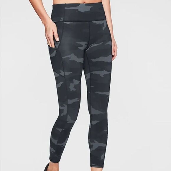 Athleta Black and Gray High-Waisted Leggings - Picture 1 of 6